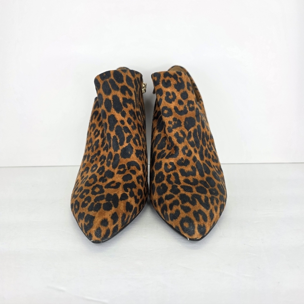 Jessica Simpson 3.5 Stiletto Heels Faux Leopard Print Suede Side Zipper Size 9.5 - Picture 6 of 12